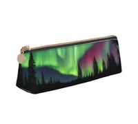 Zhuanyun Northern Lights Sac de rangement multifonction en cuir avec impression de peinture triangulaire, usage quotidien