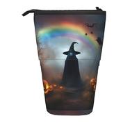 Zhuanyun Rainbow Halloween Ghost Witch Hat Spiders Print Sac de rangement multifonctionnel sac de maquillage portefeuille élégant et multifonctionnel