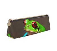 Zhuanyun Red Eyes Tree Frogs Print Triangle Leather Stationery Storage Bag Multifonction Cosmetic Bag Everyday Use