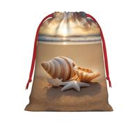 Zhuanyun Sac cadeau en peluche avec cordon de serrage en forme de paysage de coquillages pour Halloween, pour Noël, promotions, cérémonies annuelles