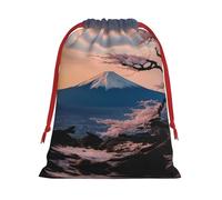Zhuanyun Sac cadeau en peluche avec cordon de serrage pour Halloween, motif paysage du mont Fuji du Japon - Convient pour Noël, promotions, cérémonies annuelles