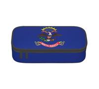 Zhuanyun Sac de rangement de grande capacité, boîte de fournitures de bureau, sac de maquillage avec drapeau de l'État du Dakota du Nord, organiseur de bureau élégant, Noir/blanc, One Size, Concis