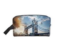 Zhuanyun Sac de rangement de voyage historique Old Tower Bridge London imprimé sac de rangement quotidien, articles de toilette de voyage, sac de rangement à fermeture éclair pour cosmétiques