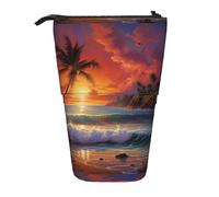 Zhuanyun Sac de rangement multifonction avec imprimé coucher de soleil tropical, sac de maquillage, portefeuille élégant et multifonctionnel
