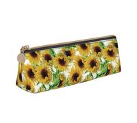 Zhuanyun Sac de rangement multifonction en cuir avec imprimé tournesols jaunes et triangulaires, pour un usage quotidien