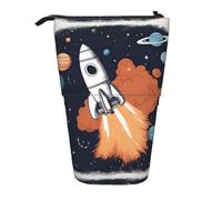 Zhuanyun Sac de rangement multifonction imprimé fusée dans l'espace - Sac de maquillage élégant et multifonctionnel