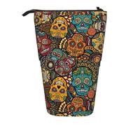 Zhuanyun Sac de rangement multifonction imprimé Sugar and Skulls style sac de maquillage portefeuille élégant et multifonctionnel
