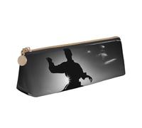 Zhuanyun Silhouettes d'arts martiaux imprimé triangle cuir papeterie sac de rangement multifonction sac cosmétique sac à maquillage usage quotidien