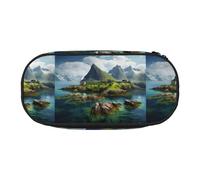 Zhuanyun Trousse à crayons avec compartiment à fermeture éclair - Motif îles de Norvège - Trousse de rangement pour fournitures de bureau