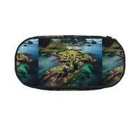 Zhuanyun Trousse à crayons avec compartiment à fermeture éclair - Motif îles de Norvège - Trousse de rangement pour fournitures de bureau