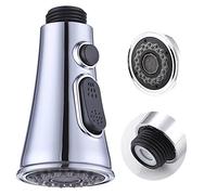 Zhuatek Tête de pulvérisation pour robinet de cuisine, interrupteur à bouton klaxon à 3 fonctions, peut être suspendu, buses de rechange plaquées chrome, applicable uniquement au connecteur G1/2