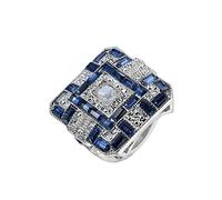 ZHUDJ Bague en argent sterling 925 bagues en pierres précieuses saphir bleu pour femmes bijoux de fiançailles de mariage 8 bleu