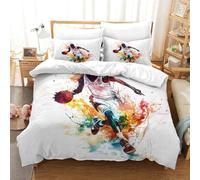 Zhudong Basketball 3D Motif Imprimé Parure De Lit 3 Personnes avec 2xTaies d'oreiller avec Fermeture Éclair pour Enfants Single（140x200cm）