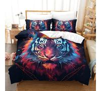 Zhudong Imprimé 3D Le Tigre Ensemble De Literie avec Microfibre Super Douce Et Respirante Housses De Couettes 3 Pièces avec Taies d'oreiller King（220x240cm）