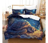 Zhudong La Tortue 3D Motif Imprimé Parure De Lit 3 Personnes avec 2xTaies d'oreiller avec Fermeture Éclair pour Couples Nouvellement Mariés King（220x240cm）