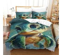 Zhudong La Tortue 3D Motif Imprimé Parure De Lit 3 Personnes avec avec 2 X Taies d'oreiller avec Fermeture Éclair pour Cadeau Anniversaire Fête Double（200x200cm）