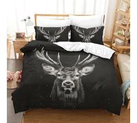 Zhudong Le cerf Imprimé 3D Literie Enfants Lits en 3Pcs Microfibre Housse De Couette avec Taies d'oreiller Enfants Adolescents avec Fermeture Éclair King（220x240cm）