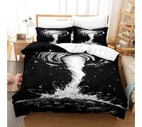 Zhudong Tornade 3D Motif Imprimé Parure De Lit 3 Personnes avec 2xTaies d'oreiller Microfibre pour Amoureux De La Maison Single（140x200cm）