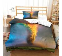 Zhudong Tornade 3D Motif Imprimé Parure De Lit 3 Personnes avec 2xTaies d'oreiller Parure De Lit De Luxe pour Aspirant À La Qualité du Sommeil Single（135x200cm）