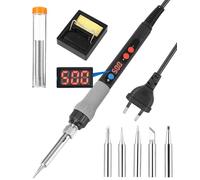Zhufas Fer à Souder, 110W LCD Kit de Fer a Soudure, Fer à Souder Etain de Précision, Temperature Réglable 180℃~500℃,5 Pointes Fer à Souder,Fil à Souder,Support De Fer à Souder