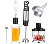 Zhufas Mixeur Plongeant Inox 5 in 1 Mélangeur à Main Multifonction Batteur 1000W, 12 Vitesse Réglable, avec Fouet, Hachoir de 500ml et Verre Doseur 700 ml, Robot de Cuisine