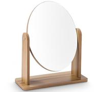 Zhufas Petit miroir sur pied - En bois - Rotation à 360 ° - Ellipses - Pour coiffeuse, bureau, chambre à coucher, salle de bain