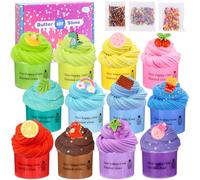 Zhufas Slime Kit,12 Pièces Kit Slimes Fluffy pour Enfants, Cotillons de Slimes Parfumés, Mini Slime kit Crystal Slime, Joli Cadeau de Fête Slime, Jouet Anti-Stress pour Filles et garçons