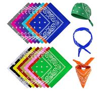 zhufubao Lot de 15 bandanas, 15 couleurs, bandana pour homme et femme, en polyester, 54 x 54 cm, bandanas pour tête, cou, bras, a, 54 x 54cm