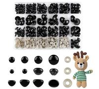 zhufubao Lot de 150 vis de sécurité pour animaux au crochet avec entretoises - Yeux ronds noirs pour animaux au crochet - Yeux de sécurité en plastique pour poupées, peluches, yeux d'ours en peluche
