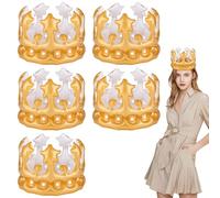 zhufubao Lot de 5 couronnes gonflables - Couronne d'anniversaire gonflable - Couronne dorée - Couronne d'anniversaire pour accessoires de costume - Carnaval, adolescents et adultes - Décoration