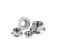 zhuguim 2-30 pièces écrou à bride dentelée Spinlock M3 M4 M5 M6 M8 304 écrous hexagonaux en acier inoxydable Nus autobloquants(M8 10PCS)