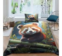 ZHUICHENG 3D, Imprimé Panda Roux Literie en Microfibre Super Douce Et Respirante Sets De Housses De Couettes 2 Pièces Et Taie d'oreiller Single（135x200cm）