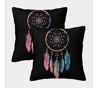 ZHUICHENG Attrape-Rêves Motif 3D Printed Taie d’Oreiller Microfibre Décoration Chambre Housse d’Oreiller Plume Doux Respirant Maison 50x50cm
