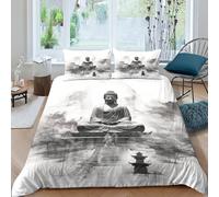 ZHUICHENG Bouddha Duvet Cover,Reversible 3D Print Bedding Set,Cosy Bouddha Comforter Bed Covers Luxury Soft Bedding Qualité Parure De Lit 3 Pièces Housse De Couette Grand（220x240cm）