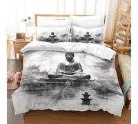 ZHUICHENG Bouddha Microfibre Parure De Lit Housse De Couette,1 Et 2 Personnes Lit 135/200/220,2/3 Pièces Bouddha Housse De Couette/Taies d'oreiller/Drap pour Enfants Adultes Simple（140x200cm）