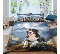 ZHUICHENG Bouvier Bernois Suisse Housse De Couette 3D Motif Imprimé Qualité Supérieure Parure De Lit en Microfibre avec Fermeture Éclai avec Entretien Facile 3 Pièces Roi（220x240cm）