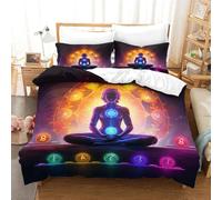 ZHUICHENG Chakra 3 Pièces Esprit Zen Housse De Microfibre Couette,Parure De Lit,Impression Numérique 3D,Microfibre,Fermeture Éclair Hypoallergénique,Enfants Adultes Simple（140x200cm）