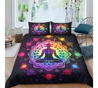 ZHUICHENG Chakra Duvet Cover,Reversible 3D Print Bedding Set,Cosy Esprit Zen Comforter Bed Covers Luxury Soft Bedding Qualité Parure De Lit 3 Pièces Housse De Couette Double（200x200cm）