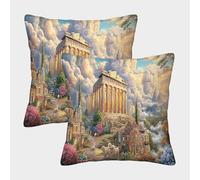 ZHUICHENG Classique Grec 3D Imprimé Taie d'oreiller Microfibre Décor de Chambre Housse d'oreiller Athènes Doux Respirable 50x50cm