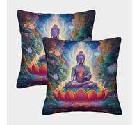 ZHUICHENG Décor Zen 3D imprimée taie d’Oreiller Microfibre Chambre Housse de Coussin Bouddha méditation Douce Respirant Adultes Ados Maison 50x50cm
