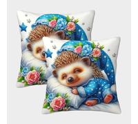 ZHUICHENG Hérisson Housse De Coussin Ensemble De 2 pour Chambre, Canapé, Chaise, Lit,Jardin Super Douce Housses De Coussin avec Fermeture À Glissière 50x50cm