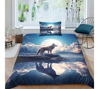 ZHUICHENG Loups au Clair de Lune Microfibre Parure De Lit Housse De Couette,1 Et 2 Personnes Lit 135/200/220,2/2 Pièces Housse De Couette/Taies d'oreiller/Drap pour Enfants Adultes Simple（135x200cm）
