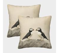 ZHUICHENG Macareux Housse De Coussin Ensemble De 2 Oiseaux de mer Housse De Coussin Décorative Super Douce Housses De Coussin avec Fermeture À Glissière 45x45cm