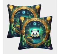 ZHUICHENG Panda Housse De Coussin Ensemble De 2 Panda géant pour Chambre, Canapé, Chaise, Lit,Jardin Confort Et Douceur Garantis Taies d'oreiller pour Terrasse 50x50cm