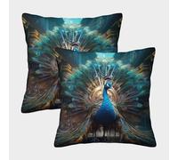 ZHUICHENG Paon Housse De Coussin Ensemble De 2 Beau Paon Housse De Coussin Décorative Confort Et Douceur Garantis Housses De Coussin avec Fermeture À Glissière 50x50cm