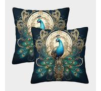 ZHUICHENG Paon Housse De Coussin Ensemble De 2 Beau Paon Taie d'oreiller Décoratif Canapé Confort Et Douceur Garantis Housse De Coussin Décorative 45x45cm