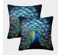 ZHUICHENG Paon Housse De Coussin Ensemble De 2 Taie d'oreiller Décoratif Canapé Confort Et Douceur Garantis Housses De Coussin Carrées 45x45cm