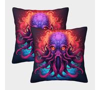 ZHUICHENG Pieuvre Violette Housse De Coussin Ensemble De 2 Poisson des Profondeurs Housse De Coussin Décorative Confort Et Douceur Garantis Housse De Coussin pour Canapé 45x45cm