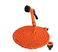 ZhuiKun Tuyau d'arrosage Rétractable avec Pistolet à Eau à 7 Fonctions Tuyau Magique Extensible pour Irrigation Nettoyage Jardin - (Orange, 100FT=30m)