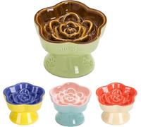 ZHUIYIWIN Gamelle pour Chats, Antidérapante pour Animaux, Gamelle Eau Chat pour Les Chiots et Les Chats, gamelles en céramique pour Chat (Ambre forestier)